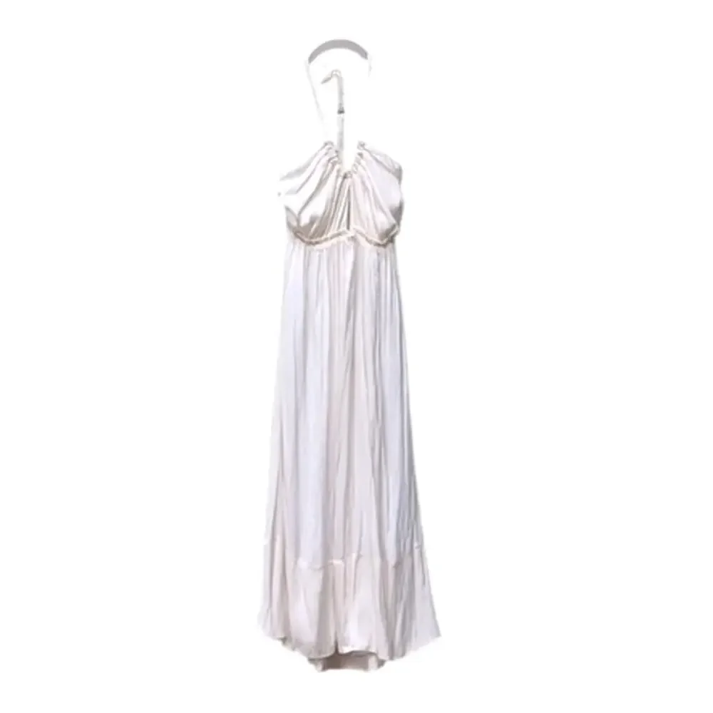 𝅺NWT J.Crew Collection BG522 Off-White Featherweight Satin Midi Dress, size 6